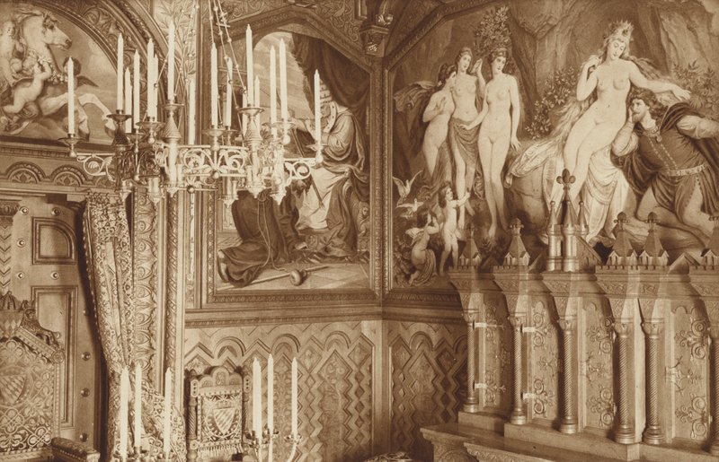 Bawarski zamek królów Neuschwanstein, studium, zdjęcia legendy Tannhauserów autorstwa Otto Ballerstedt