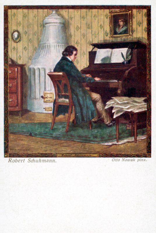Robert Schumann grający na pianinie autorstwa Otto Robert Nowak