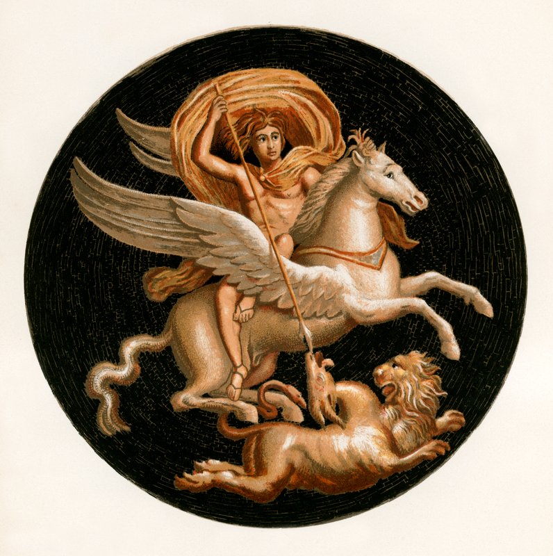 Bellerophon zabija Chimerę autorstwa P. Sellier