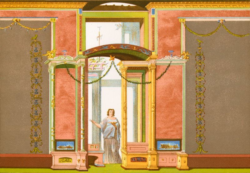 Pompejańska dekoracja ścienna autorstwa P. Sellier
