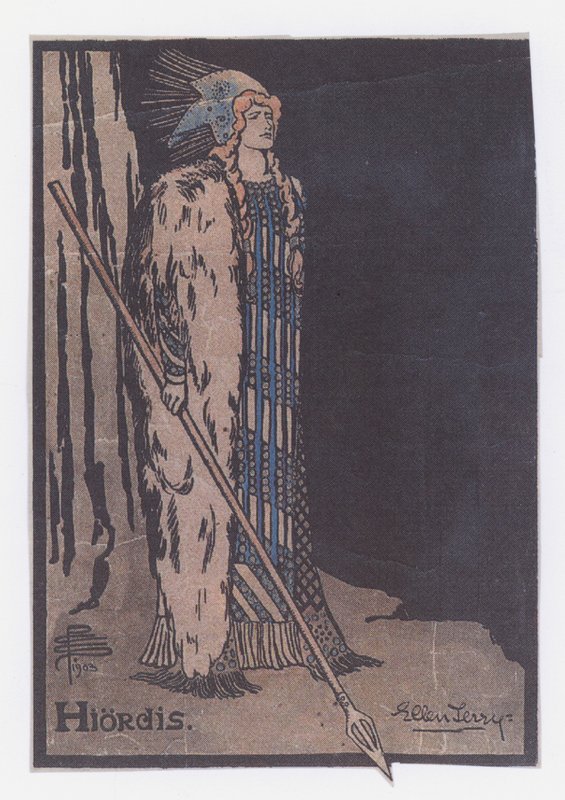 Ellen Terry z Hiordis w filmie Ibsena Wikingowie autorstwa Pamela Colman Smith