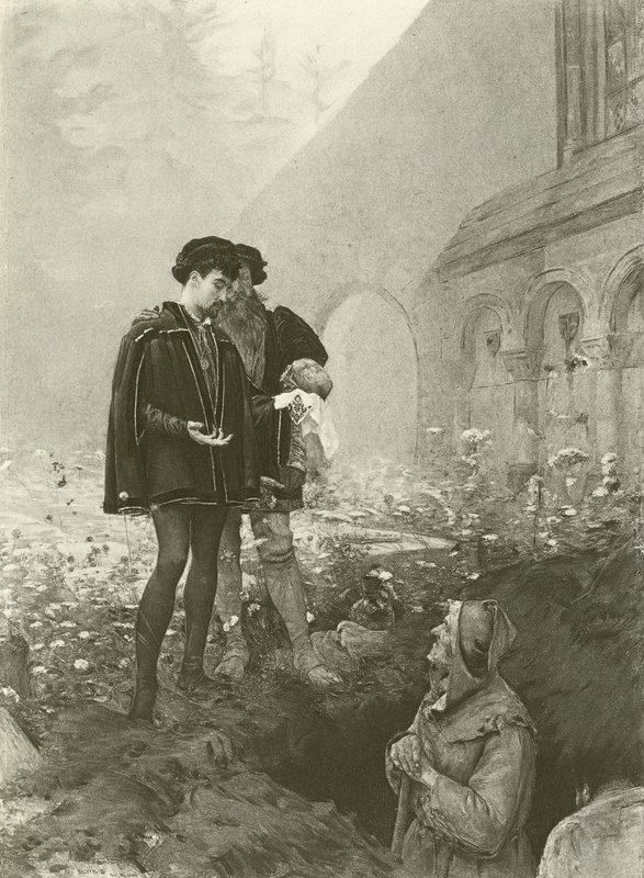 Hamlet i grabarz (wklęsłodruk) autorstwa Pascal Adolphe Jean Dagnan Bouveret
