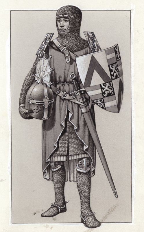 Zbroja (gwasz na papierze) autorstwa Pat (1907-95) Nicolle