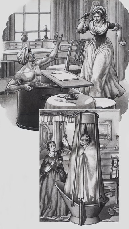 Jean Paul Marat (1743-93) i Disraeli (1804-81) (gwasz na papierze) autorstwa Pat (1907-95) Nicolle