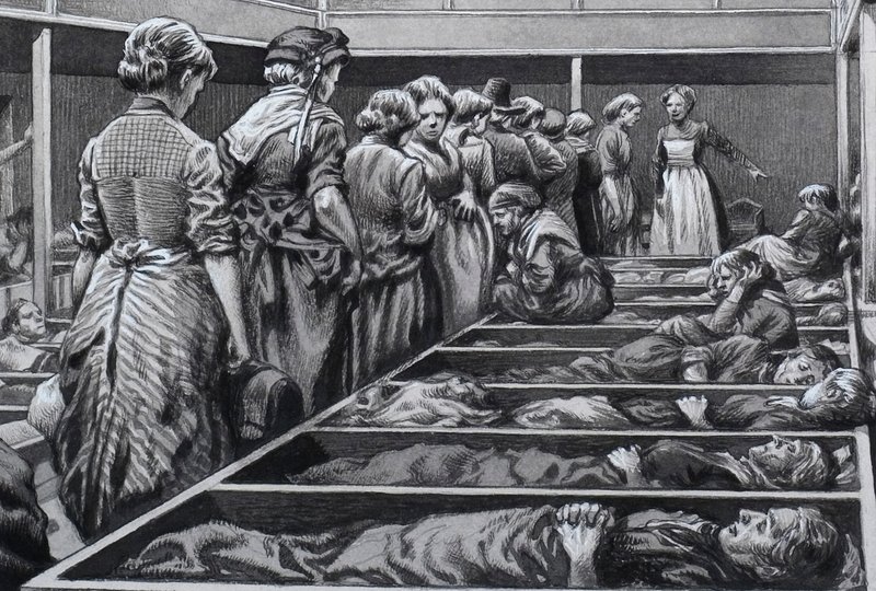 Londyńska misja dla bezdomnych kobiet (gwasz na papierze) autorstwa Pat (1907 95) Nicolle