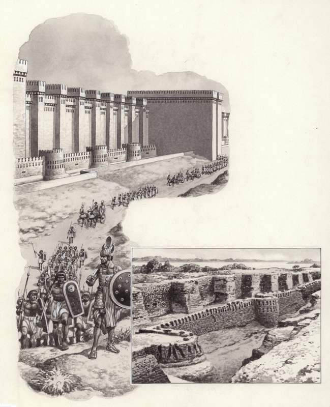 Twierdza Buhen (gwasz na papierze) autorstwa Pat (1907-95) Nicolle