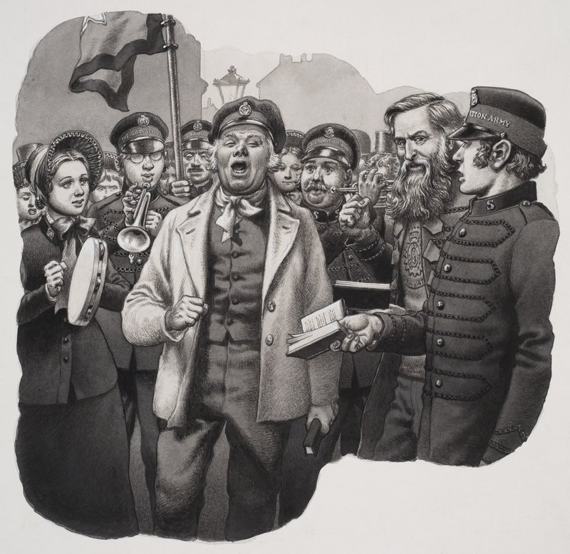 Armia Zbawienia (gwasz na papierze) autorstwa Pat (1907-95) Nicolle