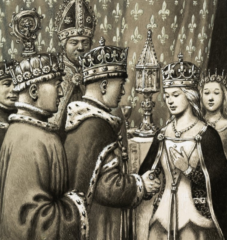 Małżeństwo króla Henryka V i księżniczki Katarzyny Francuskiej autorstwa Pat (1907 95) Nicolle