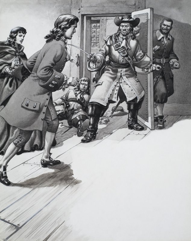 Niezidentyfikowana ilustracja fabularna autorstwa Pat (1907-95) Nicolle