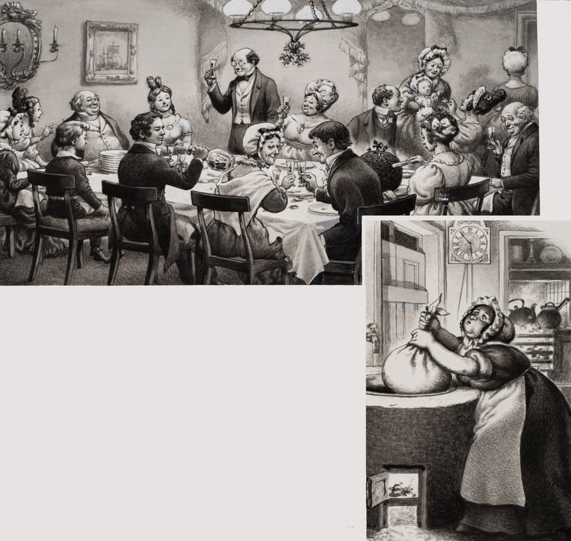 Wiktoriański stół jadalny (gwasz na papierze) autorstwa Pat (1907 95) Nicolle