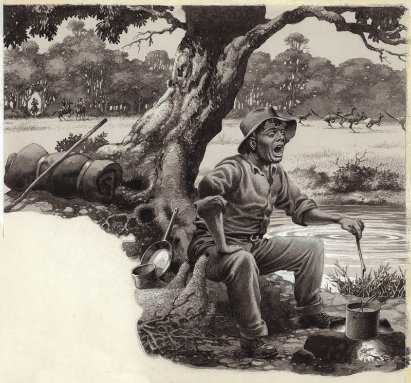 Wesoły włóczęga (gwasz na papierze) autorstwa Pat (1907-95) Nicolle