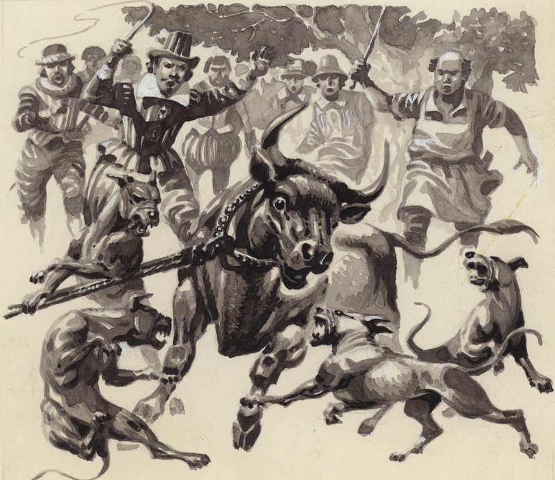 Wabienie byków (gwasz na papierze) autorstwa Pat (1907 95) Nicolle