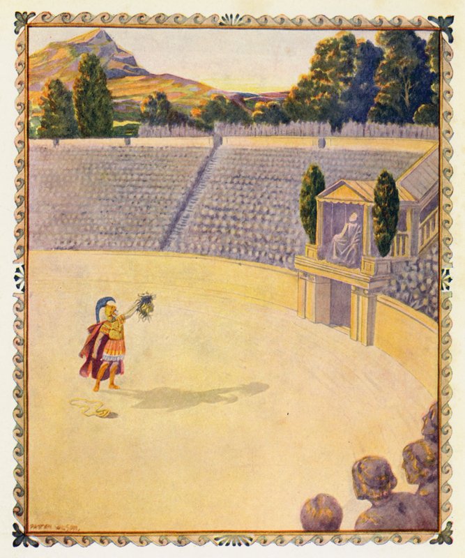 Perseusz pokazuje głowę Gorgony (kolorowa litografia) autorstwa Patten (after) Wilson