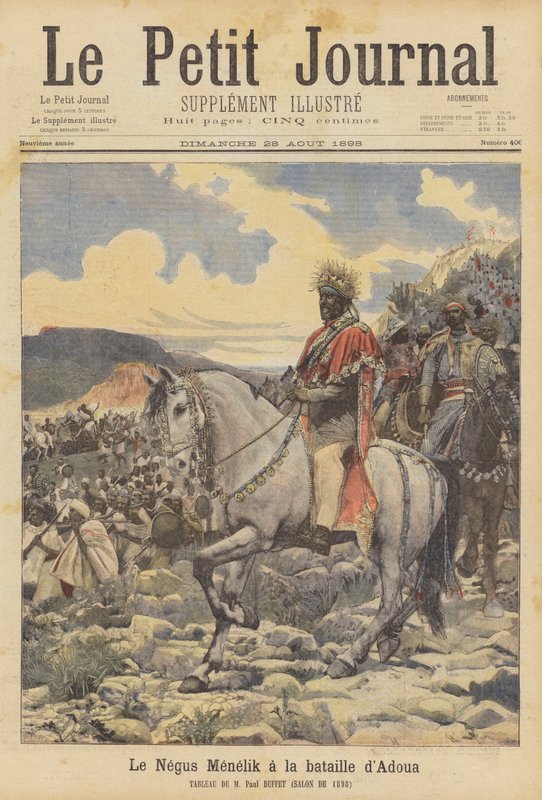 Negus Menelik w bitwie pod Adwa autorstwa Paul Buffet