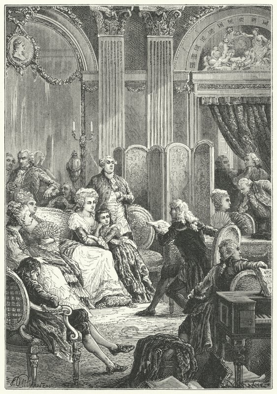 Salon na początku panowania Ludwika XVI we Francji autorstwa Paul Dominique Philippoteaux
