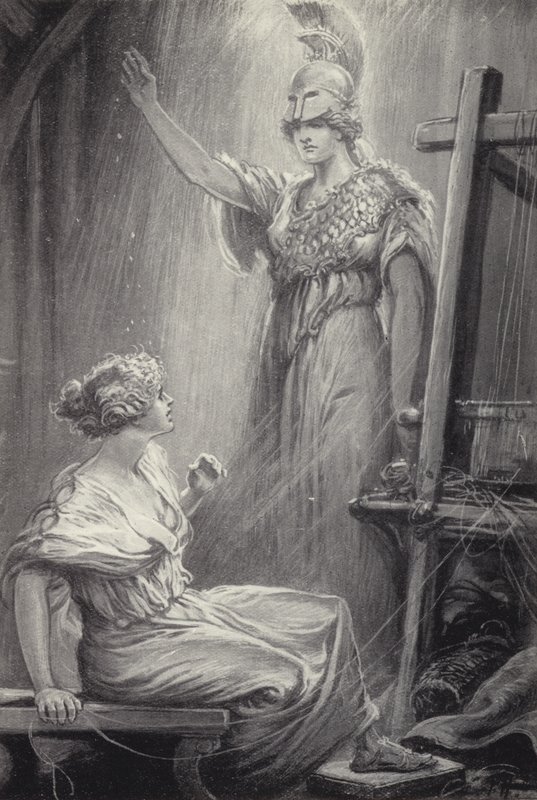 Atena i Arachne autorstwa Paul Hardy