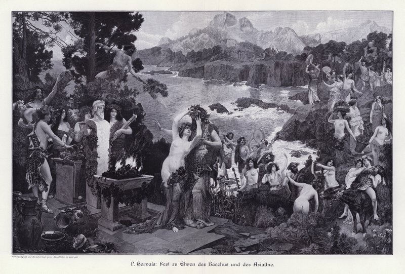 Uczta na cześć Bachusa i Ariadny (rycina) autorstwa Paul Jean Gervais