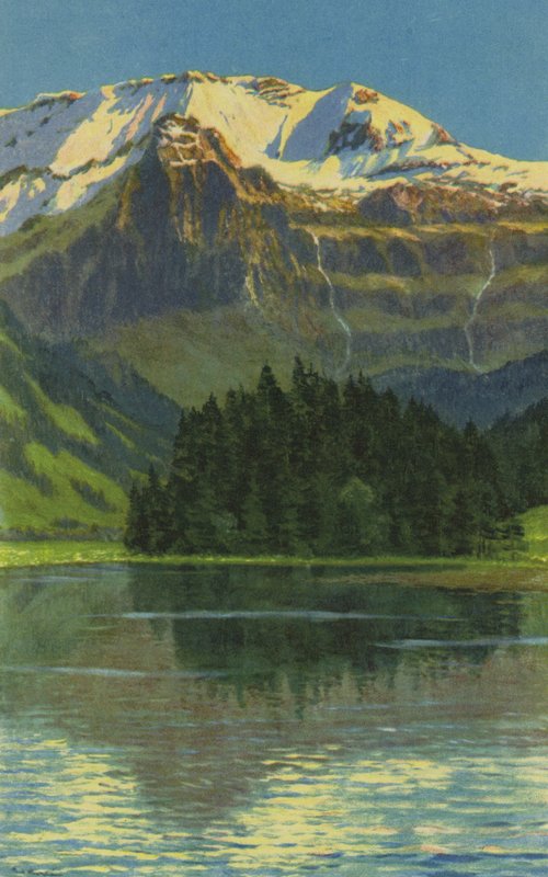 Szwajcarskie Spa: Lenk i S, Lake of Lenk i Wildstrubel (kolor lito) autorstwa Paul Kutscha