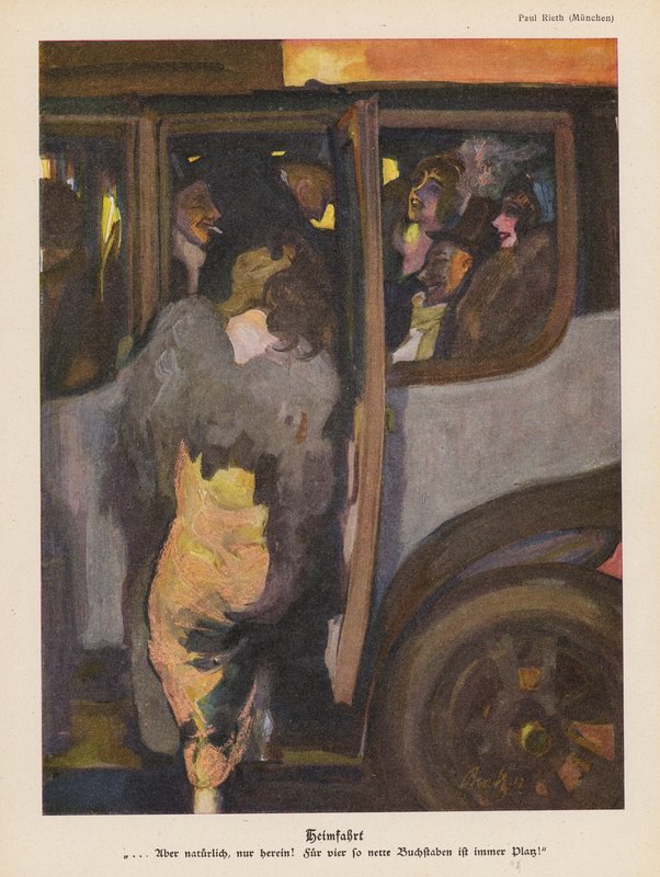 Kobieta wsiadająca do samochodu, by jechać do domu po nocnej imprezie (kolor lito) autorstwa Paul Rieth