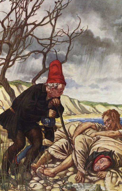 Burza Williama Szekspira, akt II, scena 2 (litografia kolorowa) autorstwa Paul Vincent Woodroffe