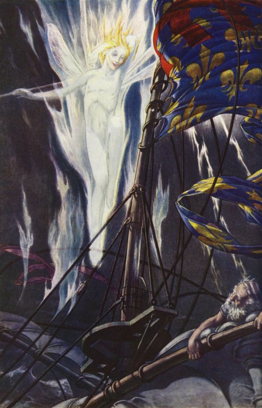 Burza Williama Szekspira, Akt I, Scena 2 (litografia kolorowa) autorstwa Paul Vincent Woodroffe