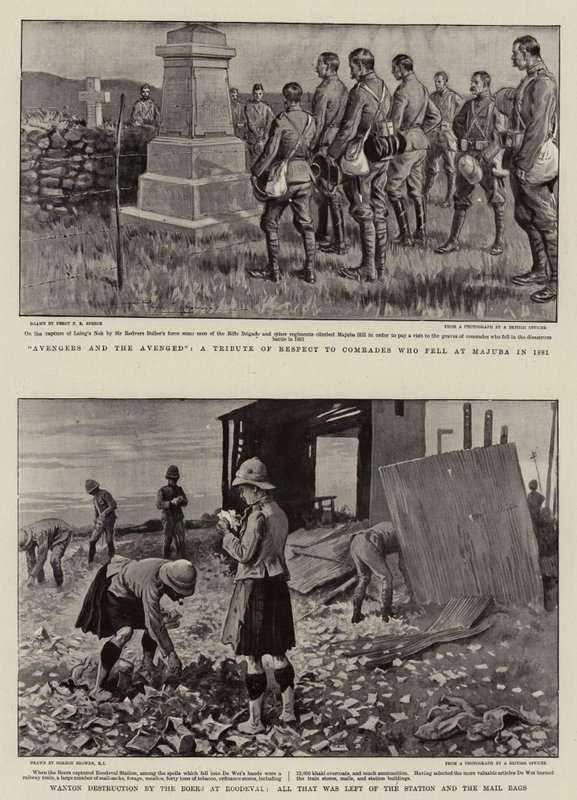 Avengers and the Avenged, Hołd szacunku towarzyszom, którzy polegli pod Majuba w 1881 roku, Wanton Destruction przez Burów w Roodeval, wszystko, co pozostało ze stacji i worków pocztowych autorstwa Percy F.S. Spence