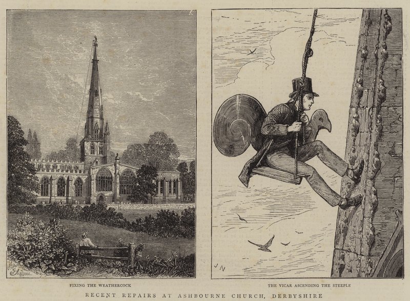 Ostatnie naprawy w kościele Ashbourne, Derbyshire autorstwa Percy William Justyne