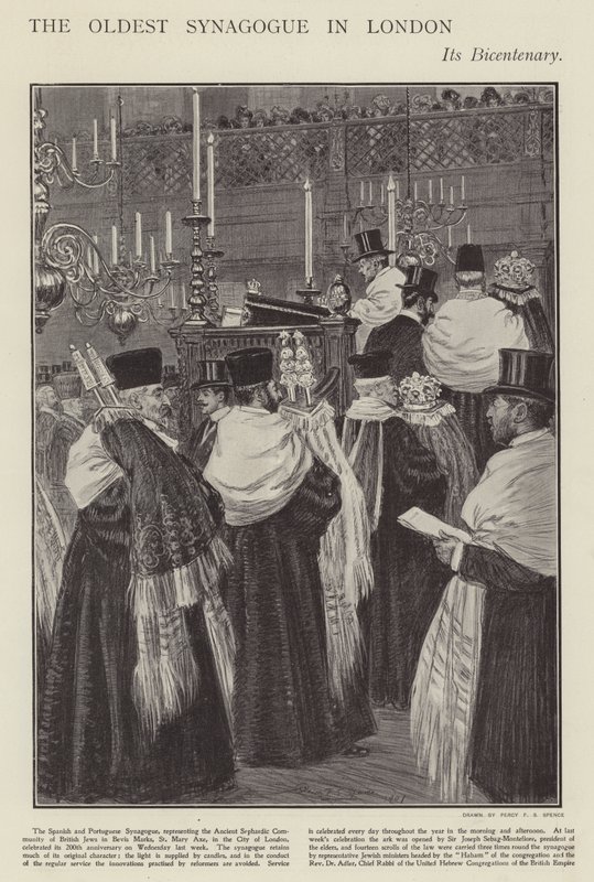 Dwusetlecie Synagogi Hiszpańskiej i Portugalskiej, najstarszej synagogi w Londynie (lito) autorstwa Percy F.S. (after) Spence