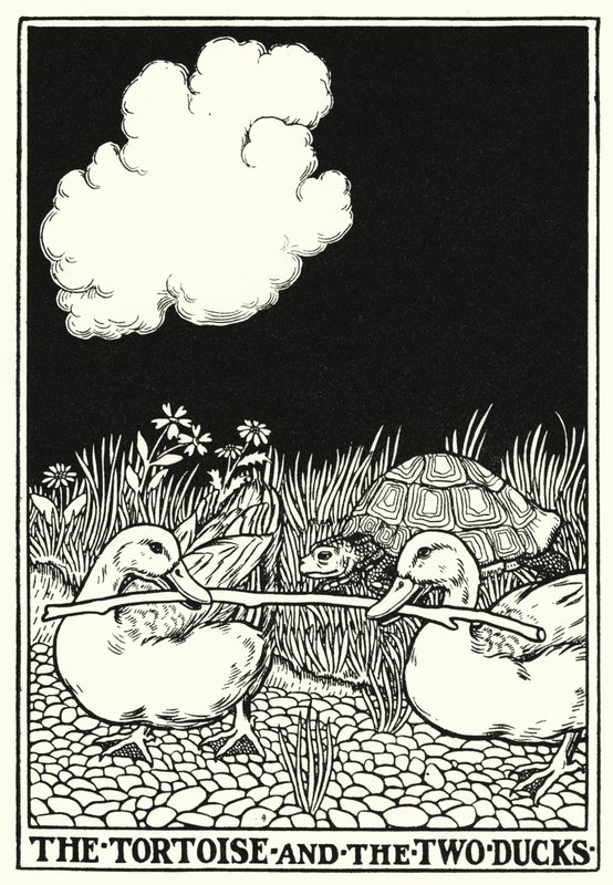 Bajki La Fontaine: Żółw i dwie kaczki (lito) autorstwa Percy James Billinghurst