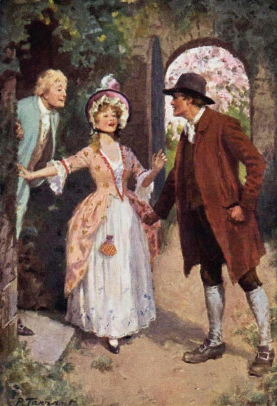 Ilustracja do Wichrowych Wzgórz Emily Bronte (kolor lito) autorstwa Percy Tarrant