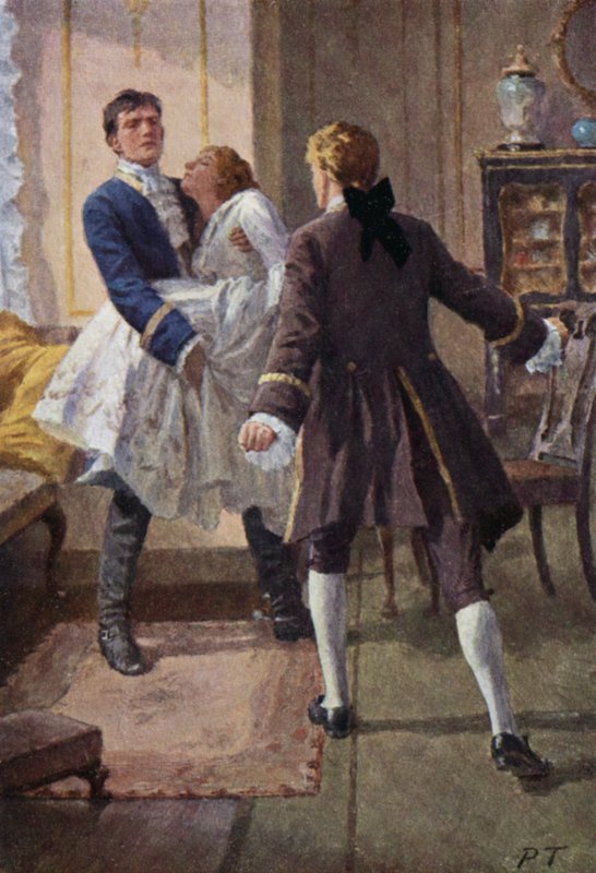 Ilustracja do Wichrowych Wzgórz Emily Bronte (kolor lito) autorstwa Percy Tarrant