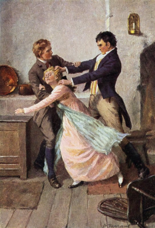 Ilustracja do Wichrowych Wzgórz Emily Bronte (kolor lito) autorstwa Percy Tarrant