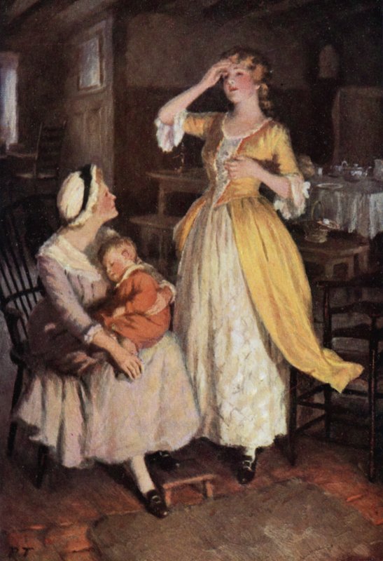Ilustracja do Wichrowych Wzgórz Emily Bronte (kolor lito) autorstwa Percy Tarrant