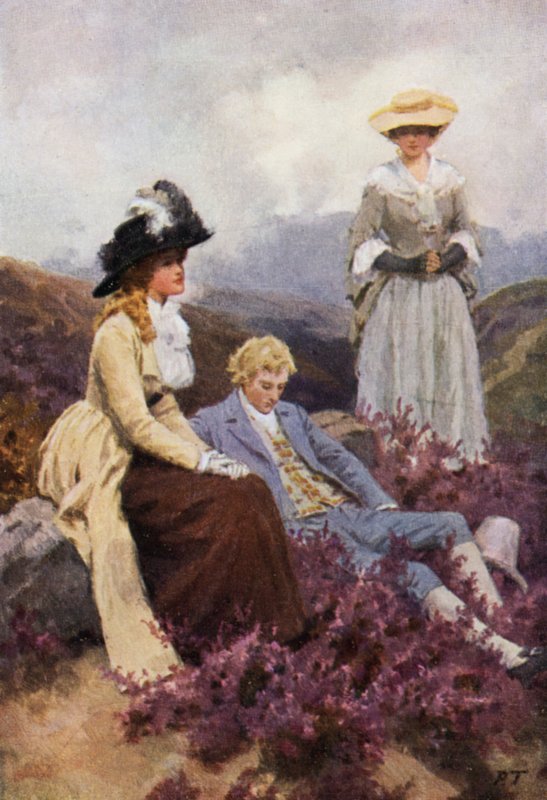 Ilustracja do Wichrowych Wzgórz Emily Bronte (kolor lito) autorstwa Percy Tarrant