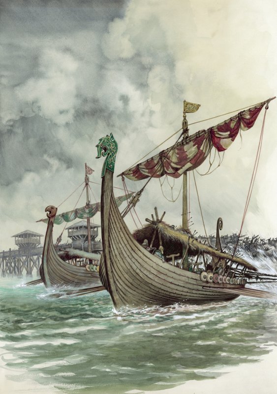 London Bridge został zburzony w ataku Wikingów prowadzonym przez Olafa The Norsemana w 1014 r autorstwa Peter Jackson