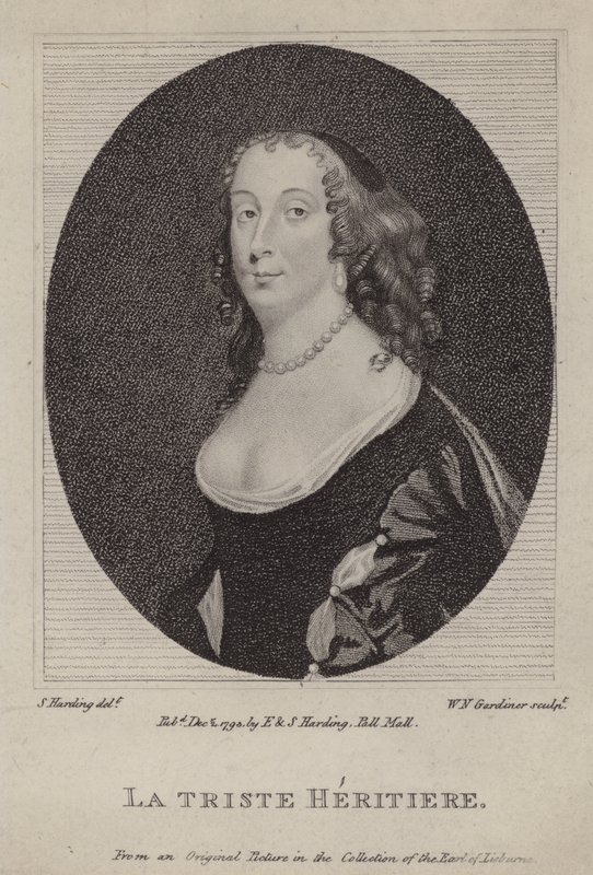 La Triste Heritiere, Anne St John, hrabina Rochester (grafika) autorstwa Peter (after) Lely