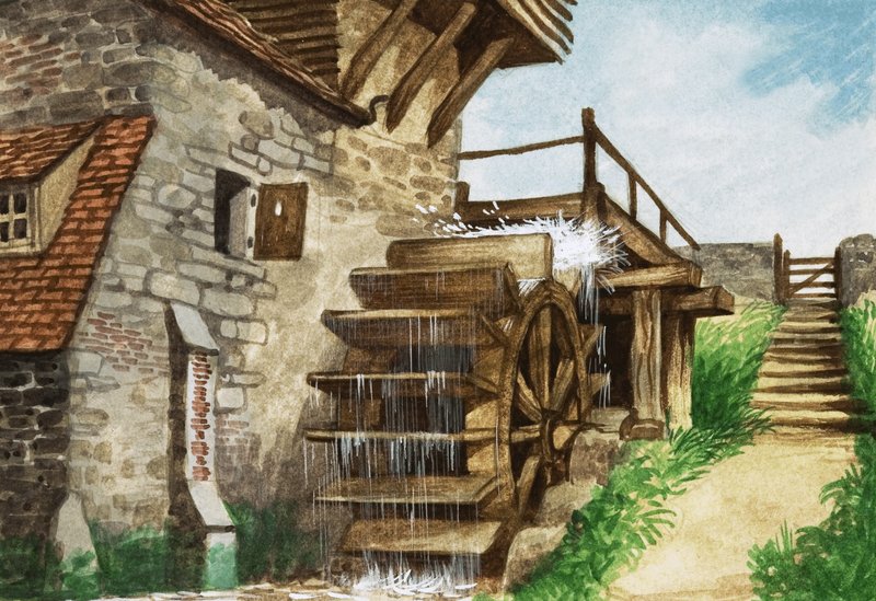 Stary młyn wodny nad strumieniem autorstwa Peter Jackson