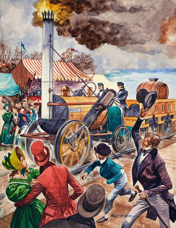 George Stephenson i rakieta autorstwa Peter Jackson