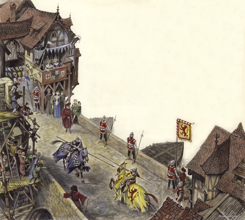Pojedynek na Old London Bridge 23 kwietnia 1390 autorstwa Peter Jackson