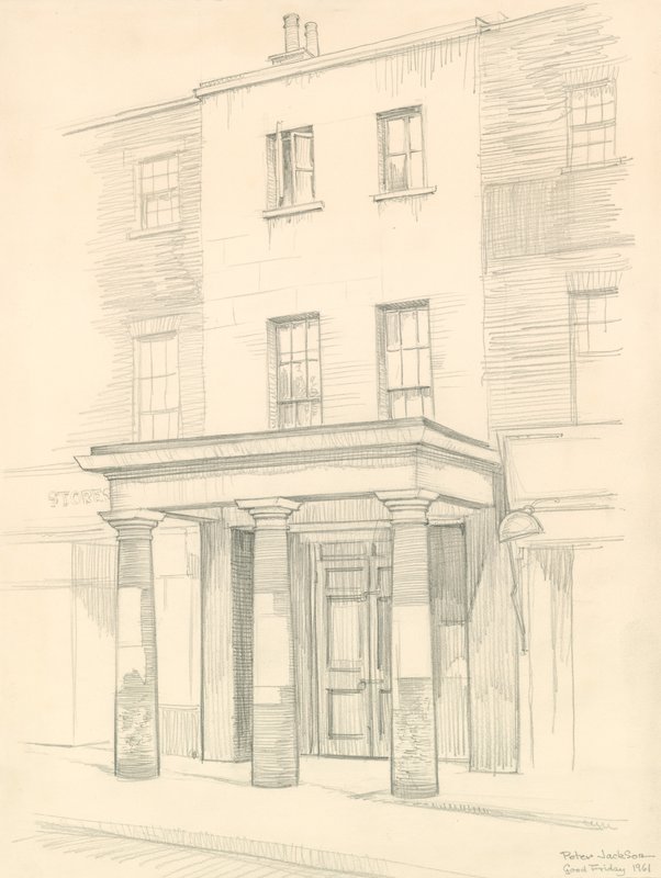 Marylebone Theatre, Londyn, wejście od Church Street, wybudowany w 1837 r. autorstwa Peter Jackson