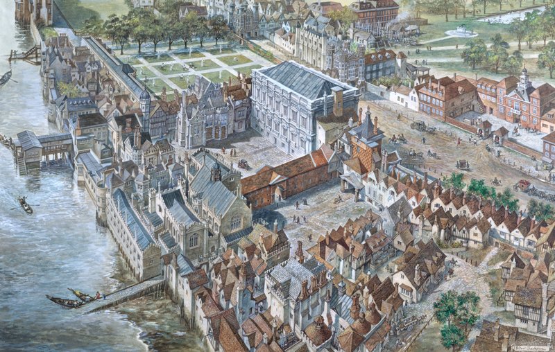 Odbudowa starego Londynu: Pałac Whitehall około 1680 r autorstwa Peter Jackson