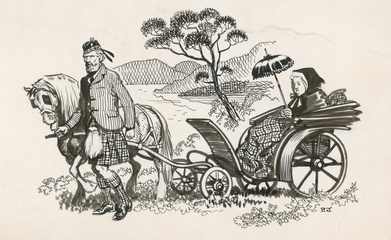 Królowa Wiktoria i John Brown (tusz na papierze) autorstwa Peter Jackson