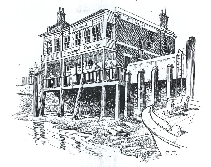 Anioł, Bermondsey, Londyn (tusz na papierze) autorstwa Peter Jackson