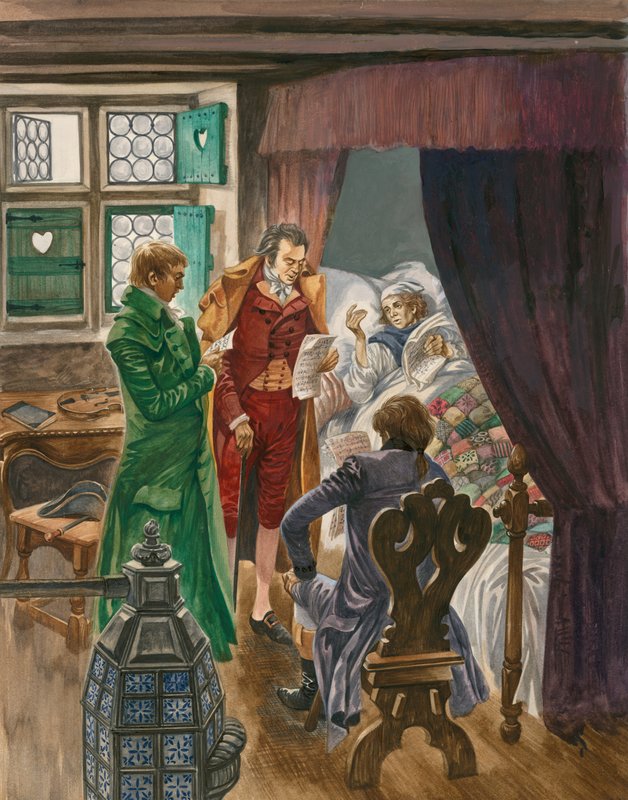 Śmierć Mozarta w Wiedniu w 1791 roku w wieku zaledwie trzydziestu pięciu lat autorstwa Peter Jackson