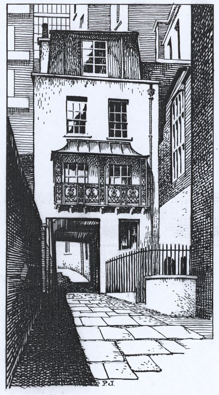 Stary Watch House w Strand Lane (atrament na papierze) autorstwa Peter Jackson