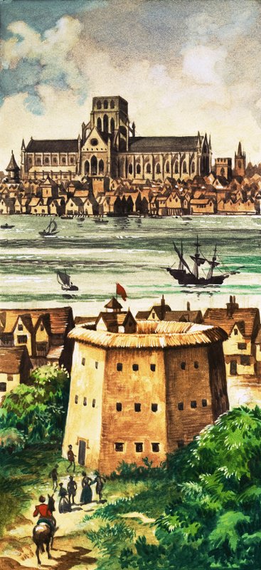 Na zewnątrz Globe Theatre nad rzeką w Bankside autorstwa Peter Jackson