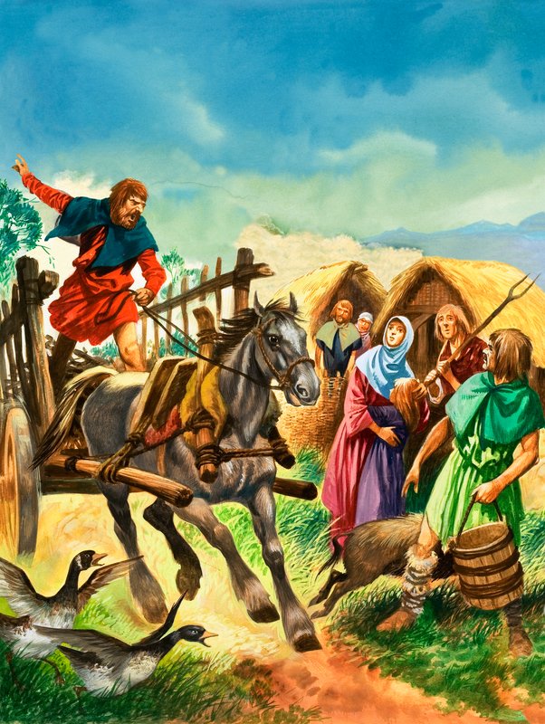 Mieszkańcy wioski ostrzegali przed przybyciem żołnierzy za czasów króla Stefana autorstwa Peter Jackson