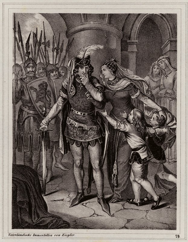 Jan Ślepy, król Czech (rycina) autorstwa Peter Johann Nepomuk Geiger