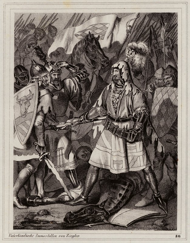 Jan Ślepy, król Czech (rycina) autorstwa Peter Johann Nepomuk Geiger