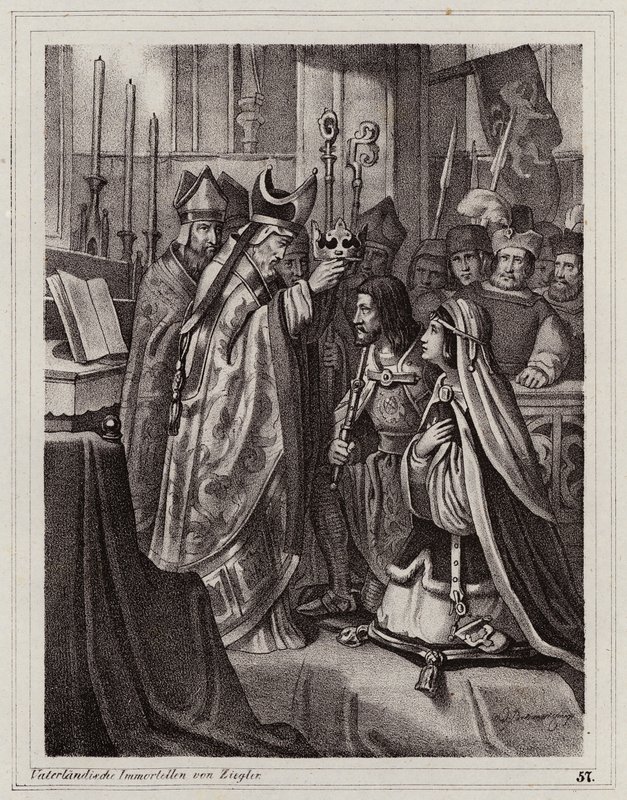 Małżeństwo Ottokara II Czeskiego i Kunigundy Sławońskiej autorstwa Peter Johann Nepomuk Geiger
